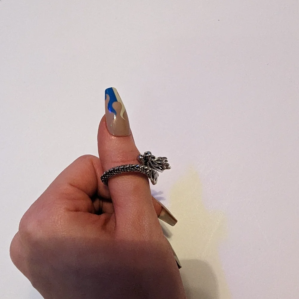 Fashion Dragon Head Pattern Wrap Open Ring - Picture 10 of 13